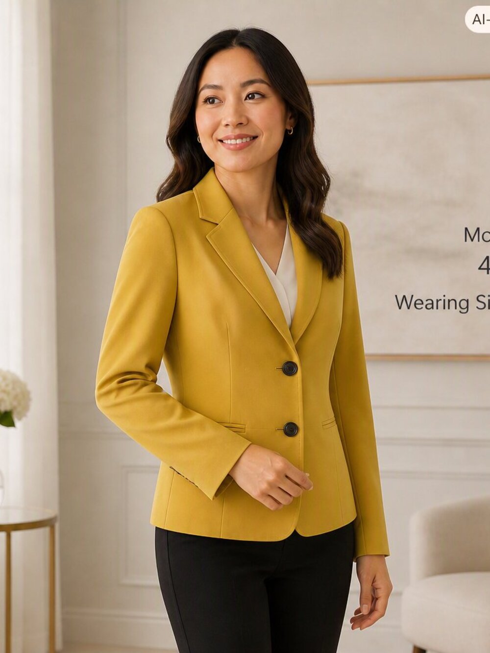 Kasper Women's Mustard Yellow Two-Button Blazer